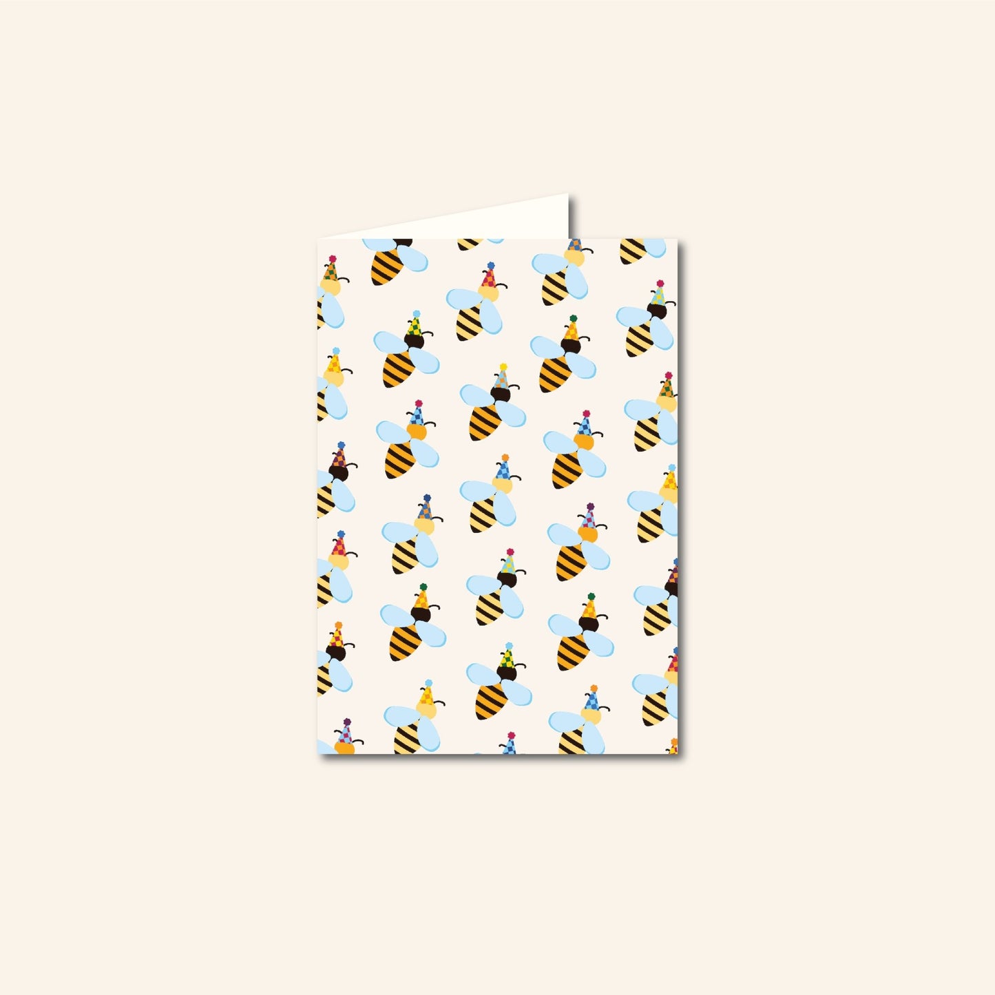 Wenskaart met illustratie van feestvierende bijen – Bijzonder Feestje uit de Feestbeest mini-collectie van Studio Bloos.