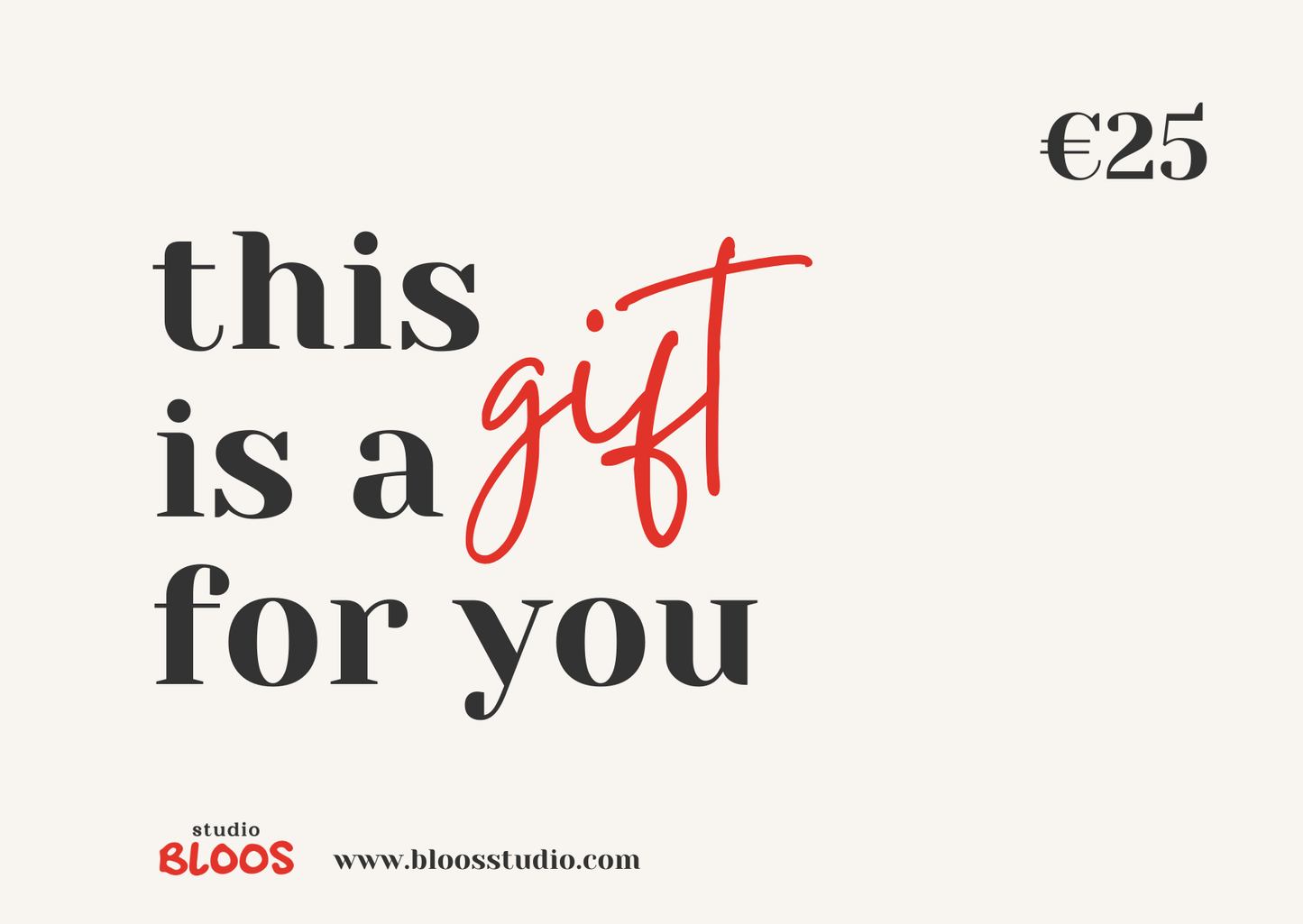Studio Bloos cadeaubon – digitaal cadeau voor wenskaarten, verkrijgbaar in 10, 25, 35 en 50 euro.