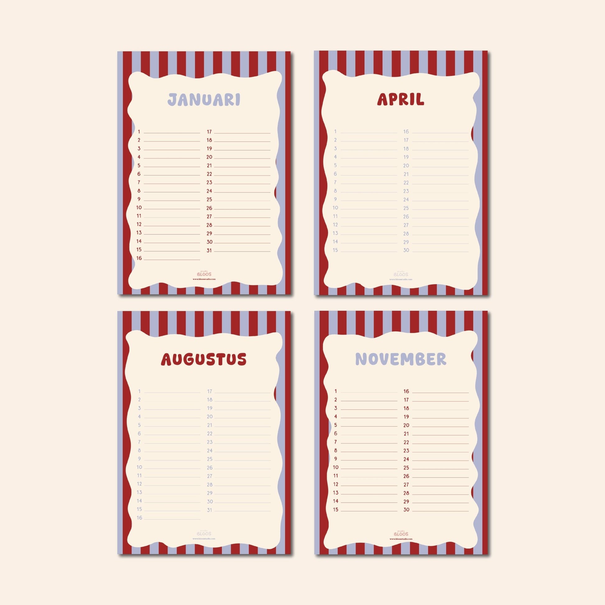 Stoer stoere kalender voor jongens en meisjes en kinderen en huishoudens met kinderen
